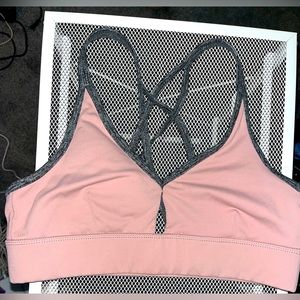 Women's Pink Strappy Sports Bra - Soft Support
